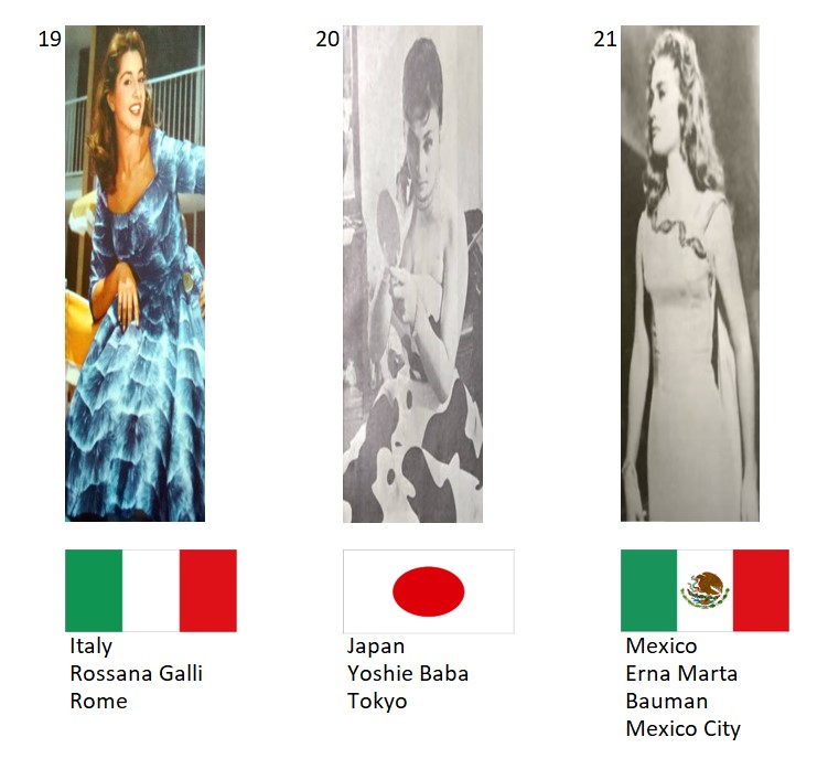 Miss Universo 1956. Hot Picks Top 15 Competencia Preliminar en Traje de Noche.  Grupo 7: 19) Italia, 20) Japón, 21) México. 7_80_812