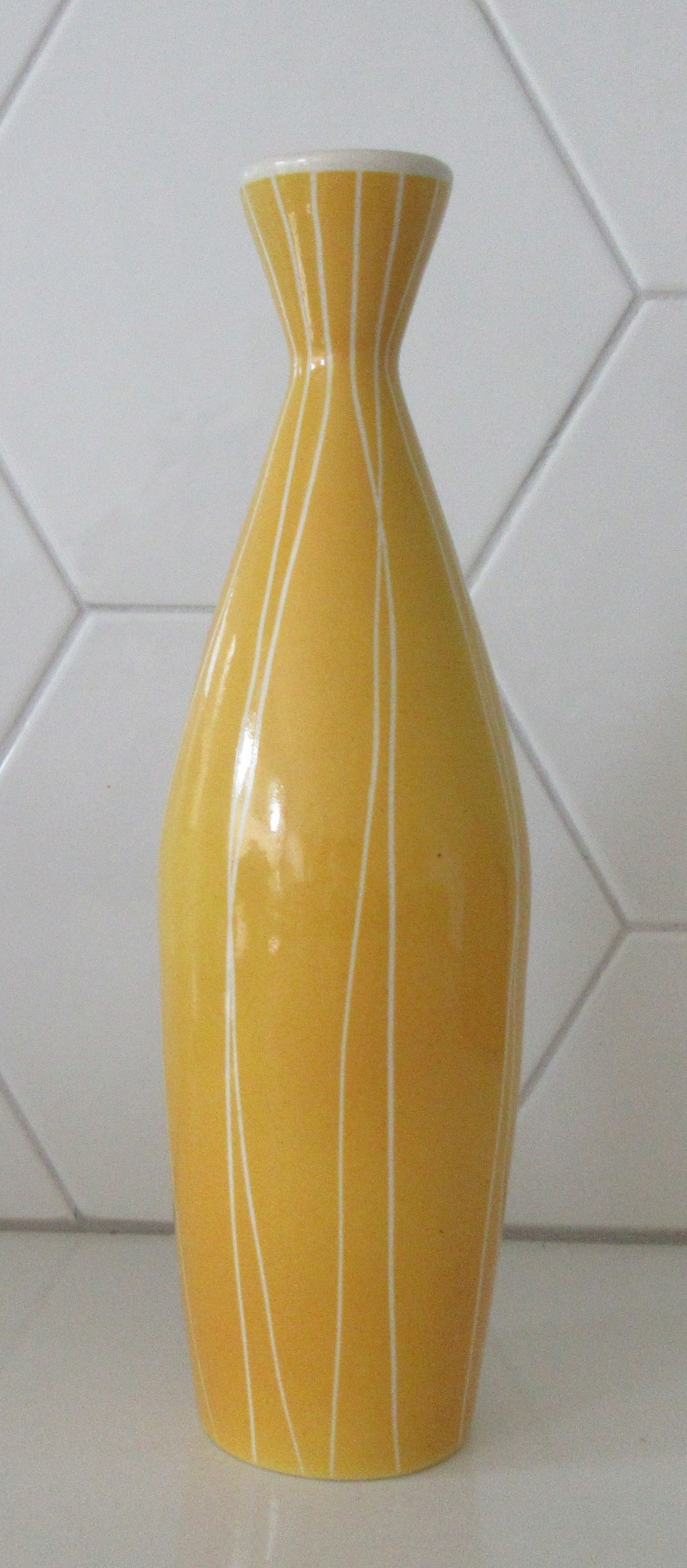 Sixties bright yellow linear vase Img_5910