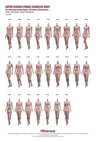 TBLeague 1:6 Girl Medium Breast Seamless Figure Body Model PHMB2019-S34 S35  12