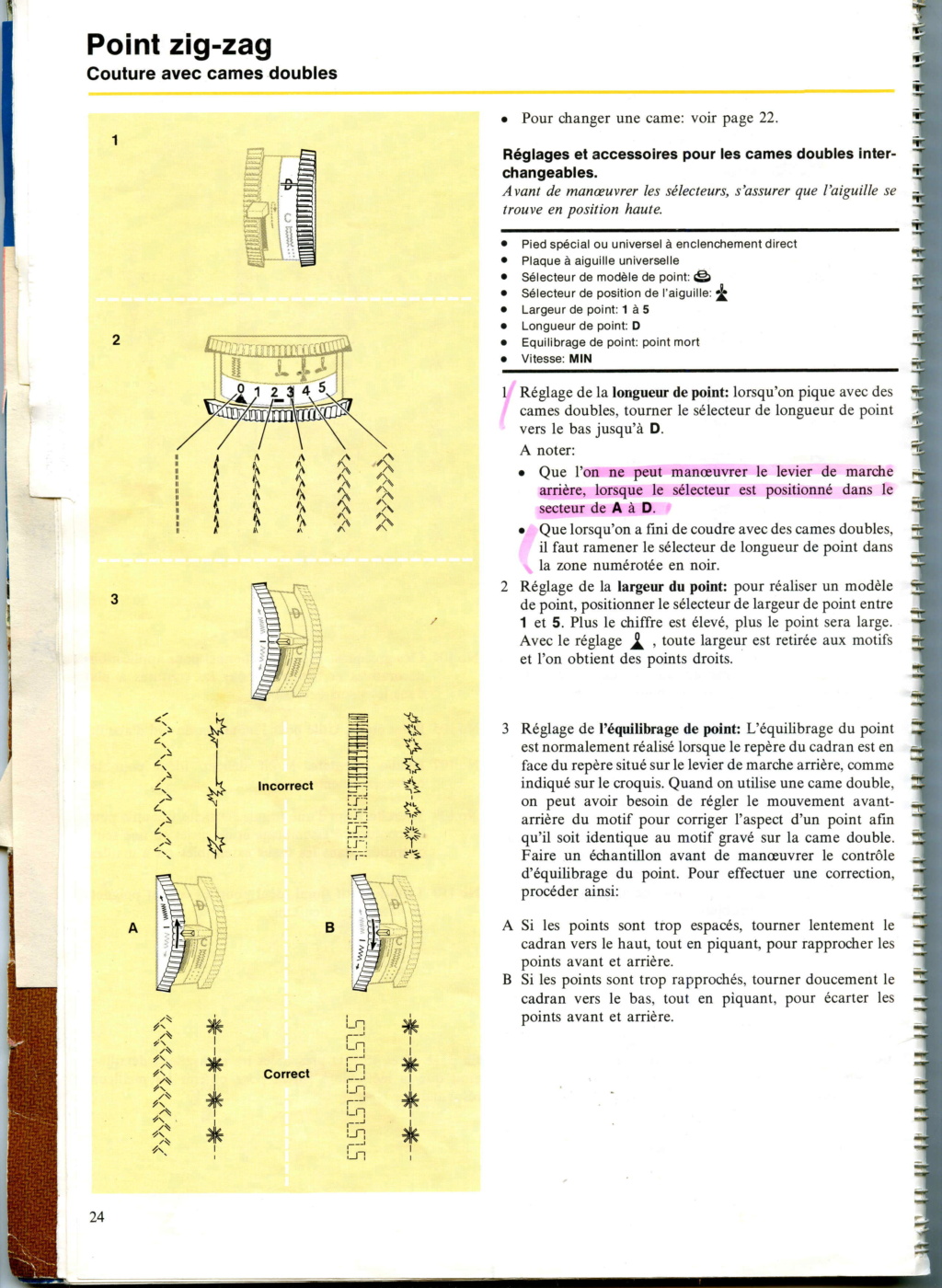 Problème avec les cames blanche singer 760 Notice11