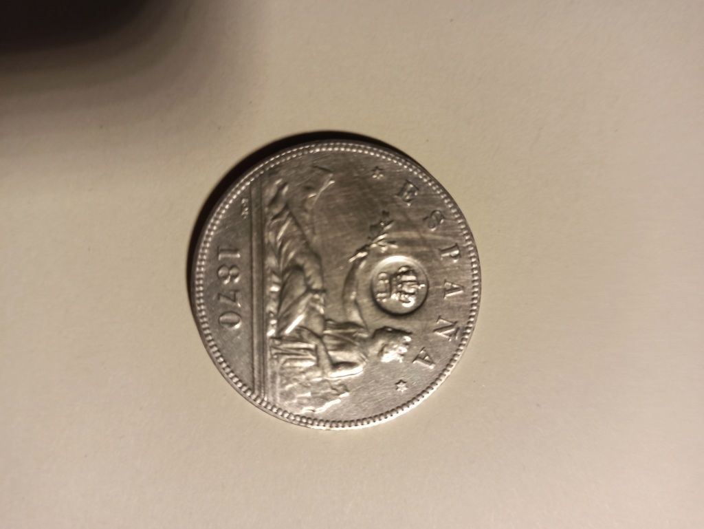 5 pesetas 1870 SNM con resello - Falsa 16003610