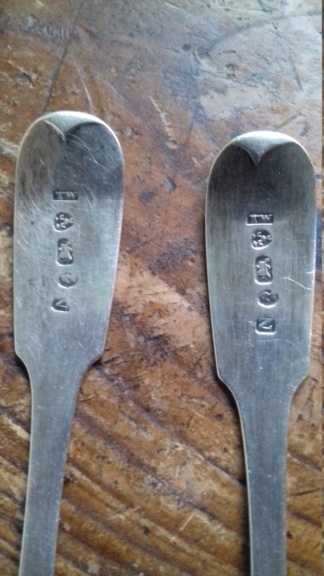Help identifying age & maker for 2 Newcastle? silver spoons 20220112