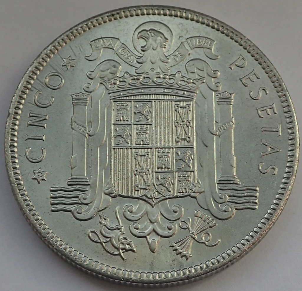 5 Pesetas 1949*19-50. Estado Español. Rayado en el campo. Eeeee10