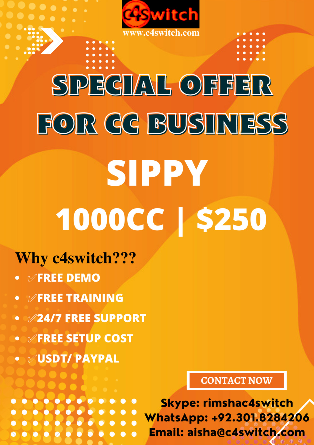 SPECIAL OFFER FOR CC BUSINESS | SIPPY | CONTACT NOW Sippy_11