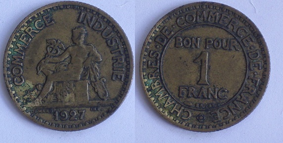 1 FRANC CHAMBRE DE COMMERCE - Troisième république (4/09/1870-10/07/1940) Imgp9322