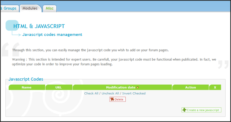 New update: Javascript code management 04-07-11