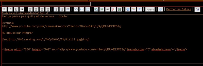 FORUM - mode d'emploi - INSÉRER UNE VIDEO DANS UN POST 211