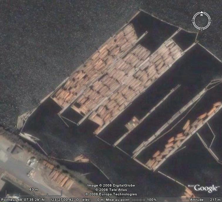 Les tas de bois flottant repérés dans Google Earth Bois210