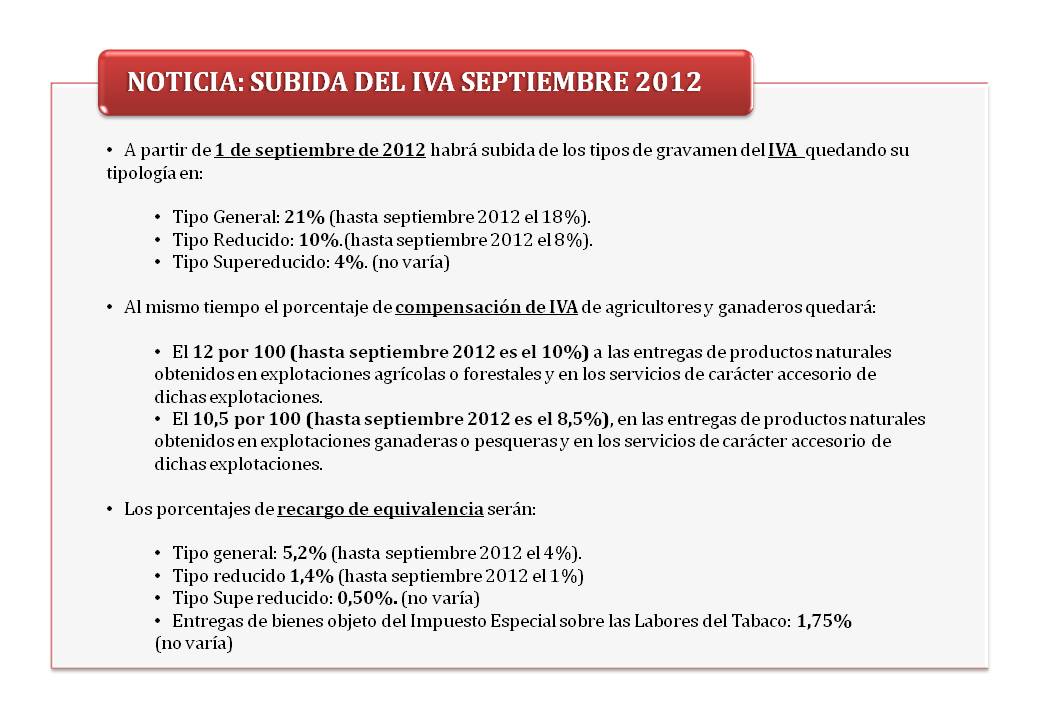 EL IVA A PARTIR DE SEPTIEMBRE 2012 Diapos23