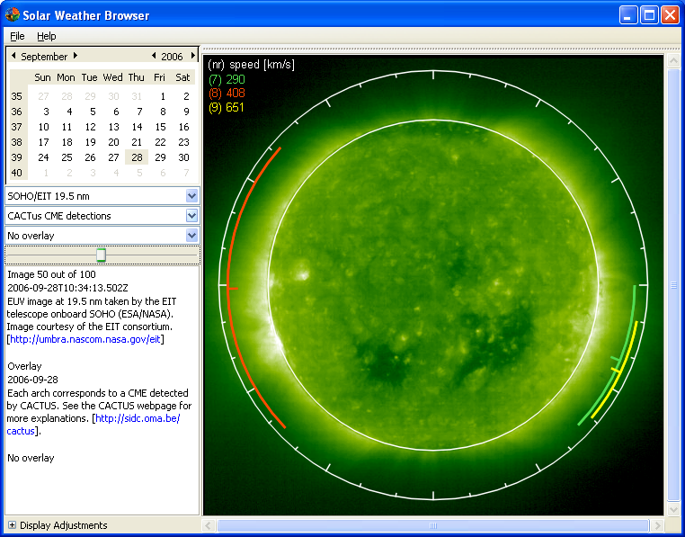 Logiciel Solar Weather Browser (SWB) Screen10