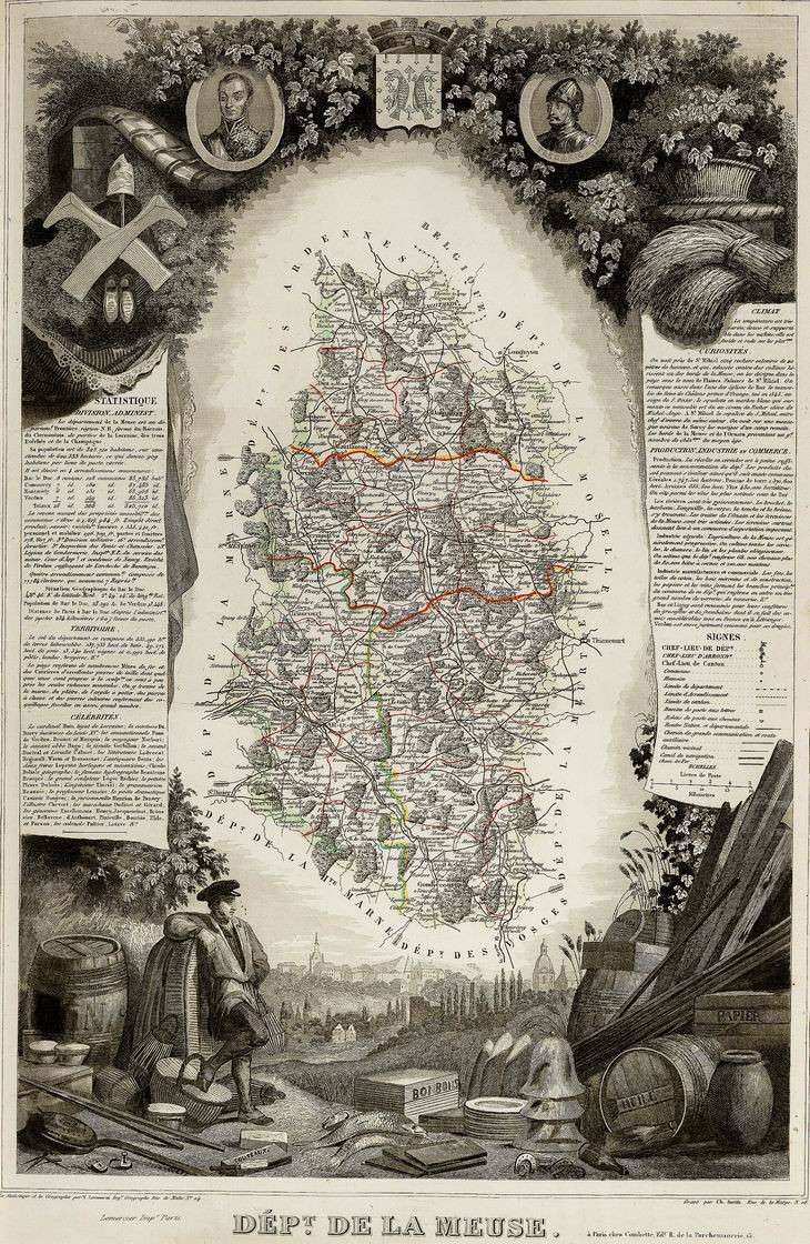 Carte  de la Meuse  de 1852 Meuse110