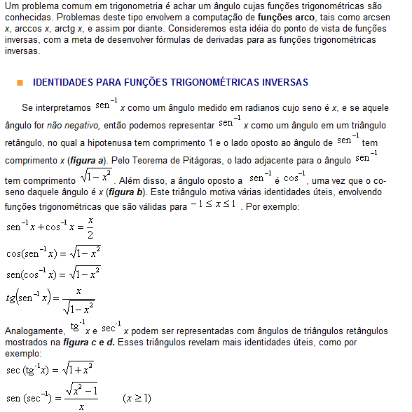 Derivadas das Funções Trigonométricas Inversas 114