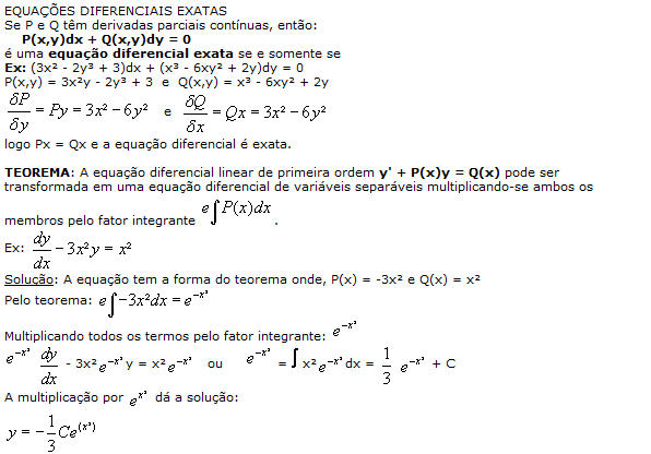 Equações Lineares Homogêneas, 2ª ordem / Equações Diferenciais Lineares de ordem n / Equações Diferenciais Exatas 1510