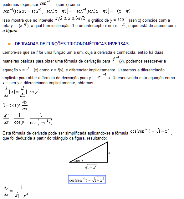 Derivadas das Funções Trigonométricas Inversas 313