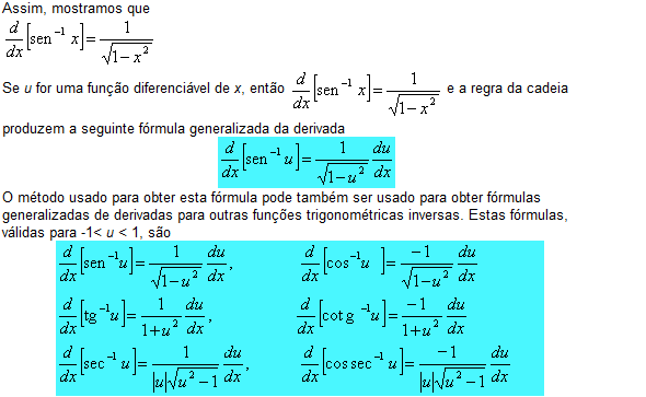 Derivadas das Funções Trigonométricas Inversas 413