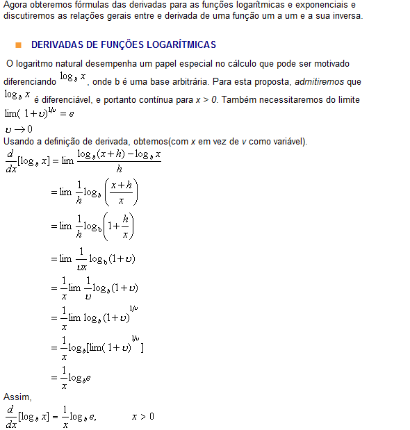 Derivadas de Funções Logarítmicas e Exponenciais 711