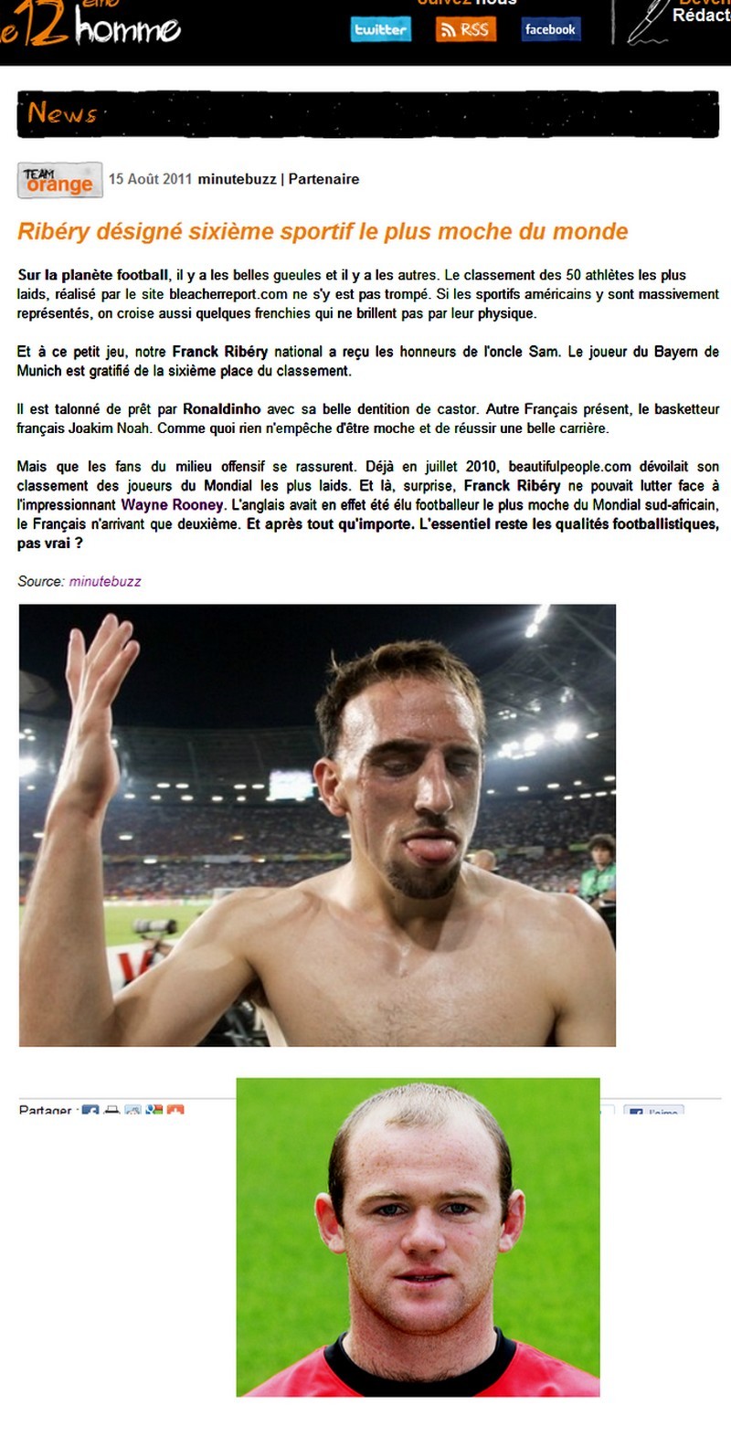 Ribéry désigné sixième sportif le plus moche du monde   0horo336