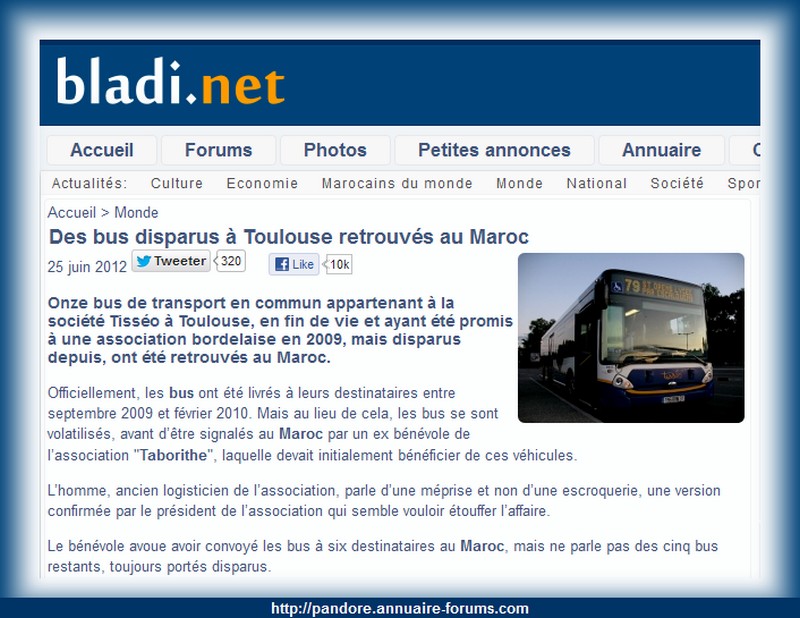 Onze bus de transport en commun Toulouse, en fin de vie disparus ont été retrouvés au Maroc. 1_b212