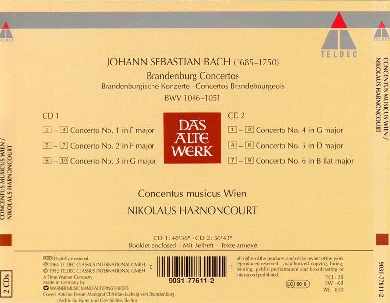 J. S. Bach - Brandenburg Concertos Back1810