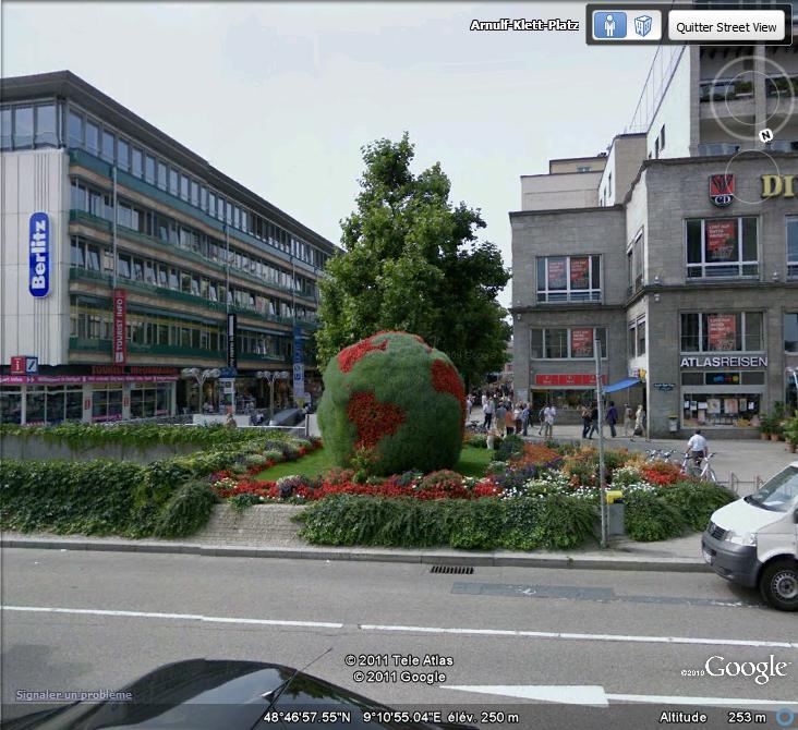 STREET VIEW : mappemonde en fleur à Stuttgart ( Allemagne ) Terre10