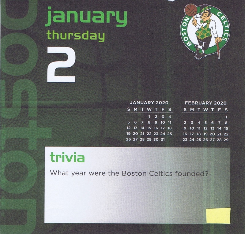 Boston Celtics 2020 Daily Sports Calendar - Page 3 2020-012