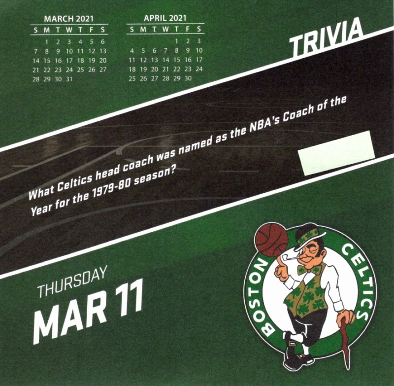 Boston Celtics 2021 Daily Sports Calendar Page 6