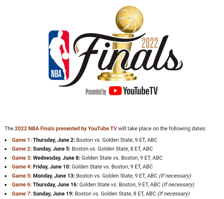 2022 NBA Finals Schedule with Series Poll Scree128