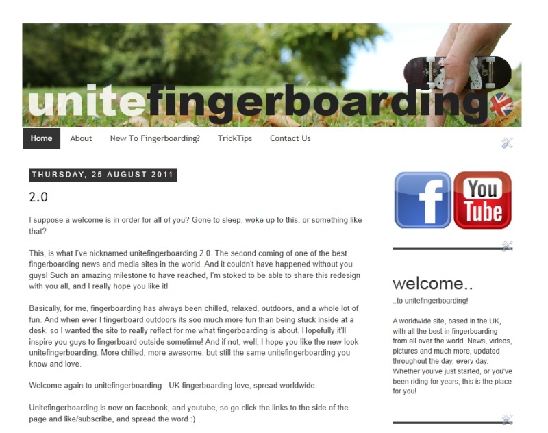 unitefingerboarding 2.0 HUGE NEWS + 'finger life' competition! Site10