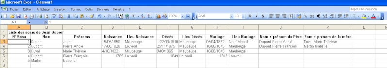 Exporter une liste sous Excel - en image Tricel13