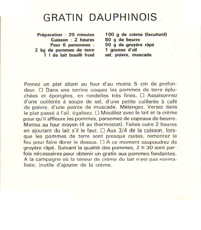 Recette du Gratin dauphinois de la part de Josiane Gratin11