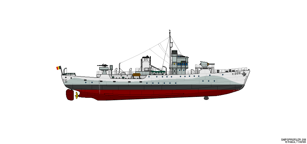 PROFILS (10 pixels / Mètre) Corvette HMS Godetia K226 K2261910