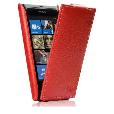 [ORDICA-STORE] Housse Issentiel - étui cuir volet ouvrant "Tradition Ultra Mince" rouge grainé Nokia Lumia 800 400__110