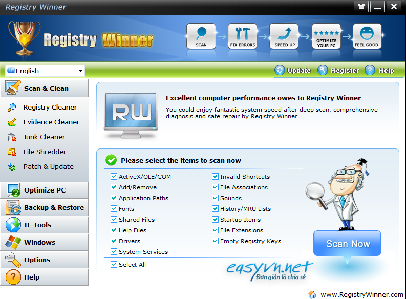 Registry Winner 6.4.10.12 - Sửa chữa lỗi Registry và tối ưu tốc độ. Regist10
