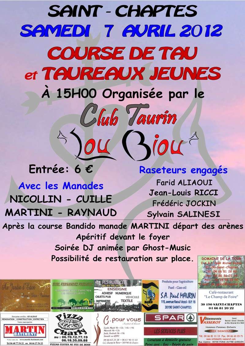 SAINT-CHAPTES COURSE DE TAU ET TAUREAUX JEUNES Affich10