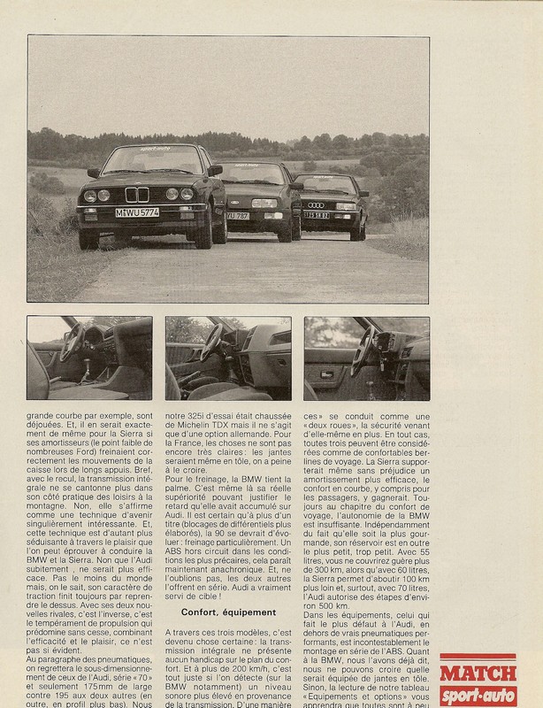 Comparatif QUATRO Sport Auto Novembre 1985 Numari37