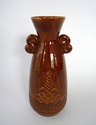 Brown glazed vase with trident shaped mark - Latvian folk pottery  Brownv11