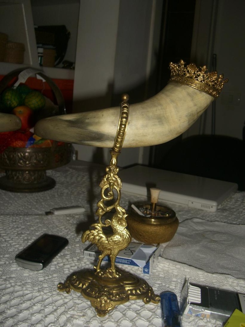 Paire de coqs en bronze avec des cornes Cimg1815