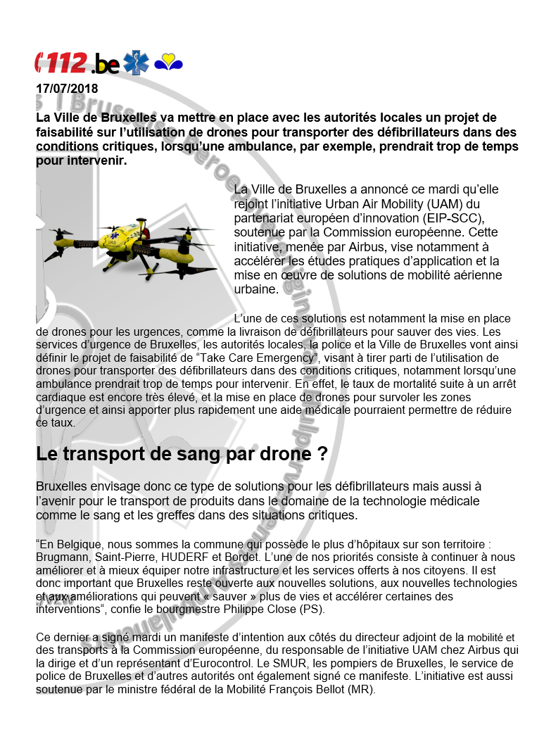 17/07/2018 - Des Drones Samu dans le ciel Bruxellois ... Drones10