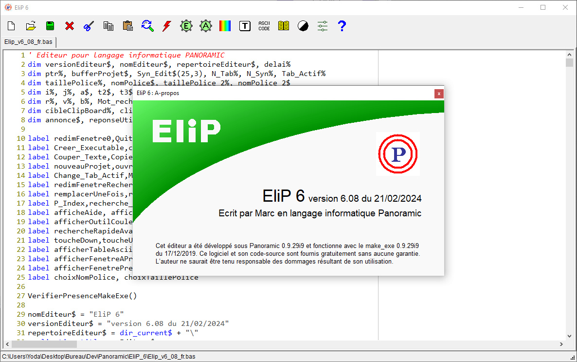 Editeur EliP 6 : Le Tiny éditeur avec 25 onglets de travail Elip6_15