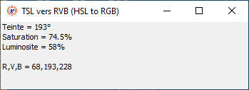 Colorimétrie : convertisseur TSL vers RVB Tsl2rv10