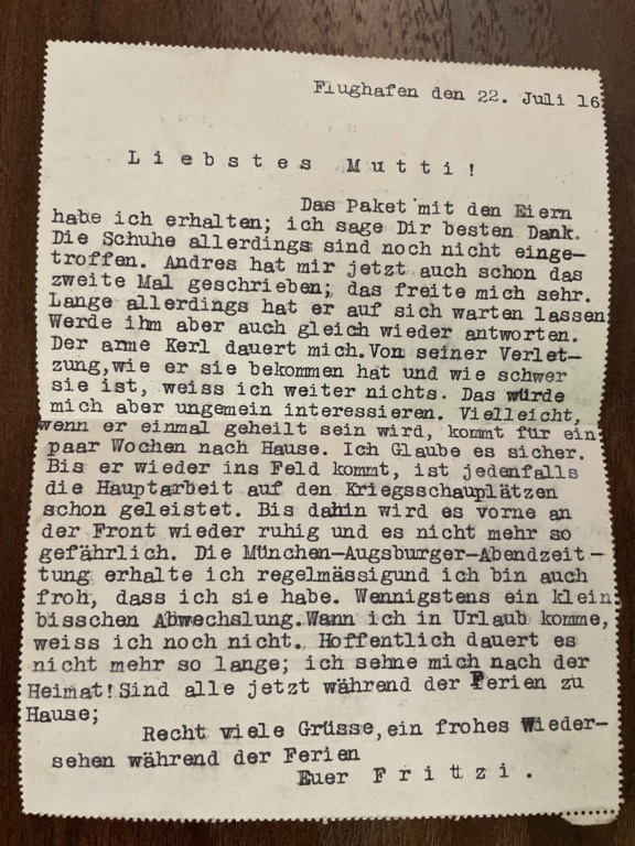 Correspondance Fliegerabteilung - 1915-1918 Image414