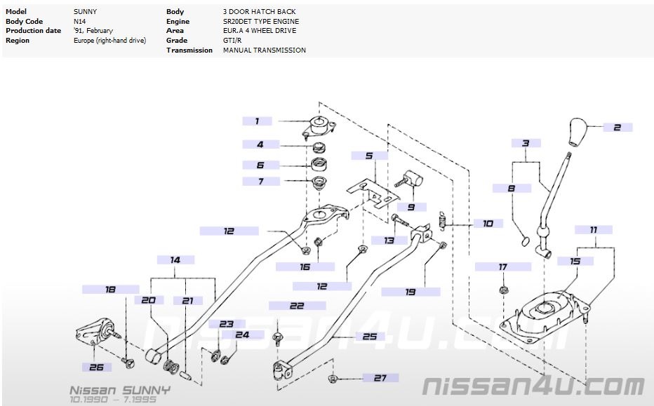 Gear linkage rear support bush Diagra10