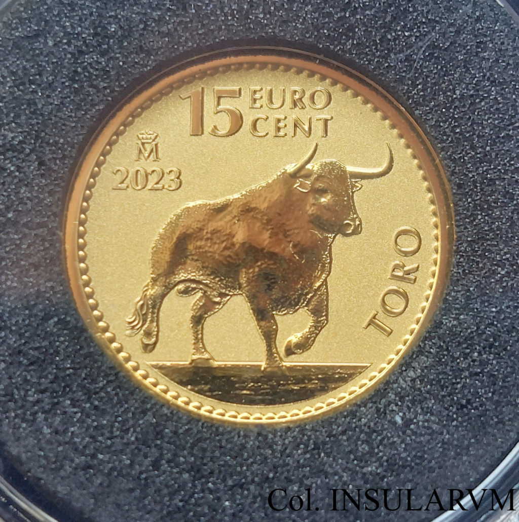 Felipe VI, 15 Euro Cent. 2023. FNMT-RCM. Toro de lidia. “Proof inversa” 15_eur28