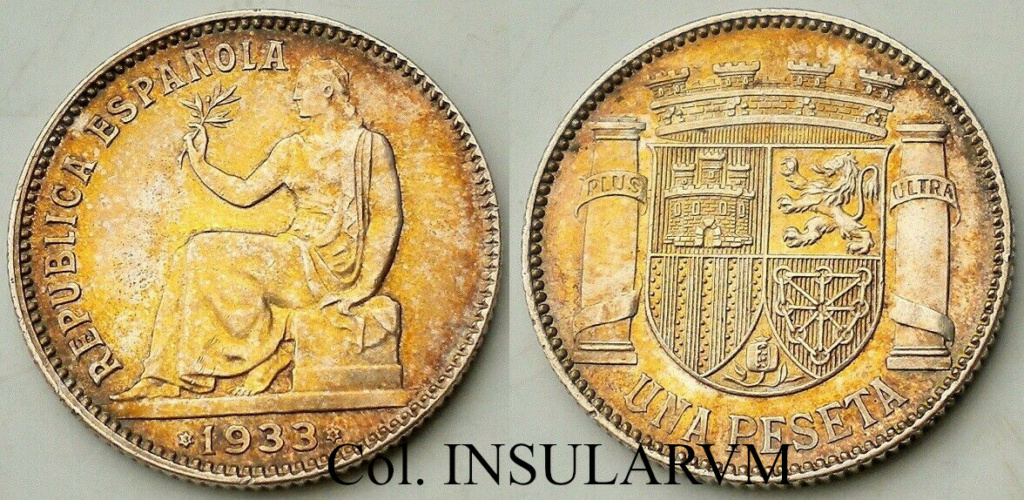 1 Peseta. 1933 (*3-4). Madrid. II República. SC-. Bellísima pátina 1_pese14