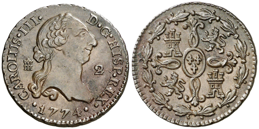 Carlos III, 2 Maravedís. 1774. Segovia. NGC AU 58 BN. Ex Colección Isabel de Trastámara 2_mara34