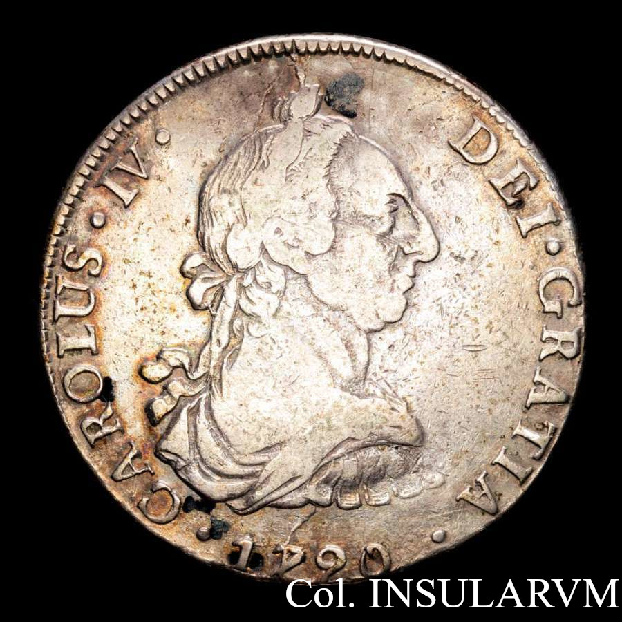 Carlos IV, 8 Reales. 1790 PR. Potosí. Busto de Carlos III. Bella pátina. MBC-/MBC 8_real65