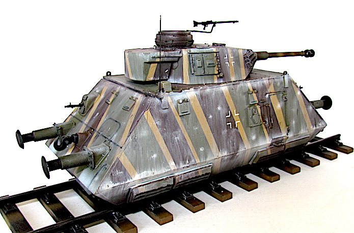 Artilleriewagen s.SP (Schwerer Schienenpanzerspähzug) mit 7,5cm KwK 40 L/48 1/35 Epave Ironside/ tourelle Italeri Img_2191