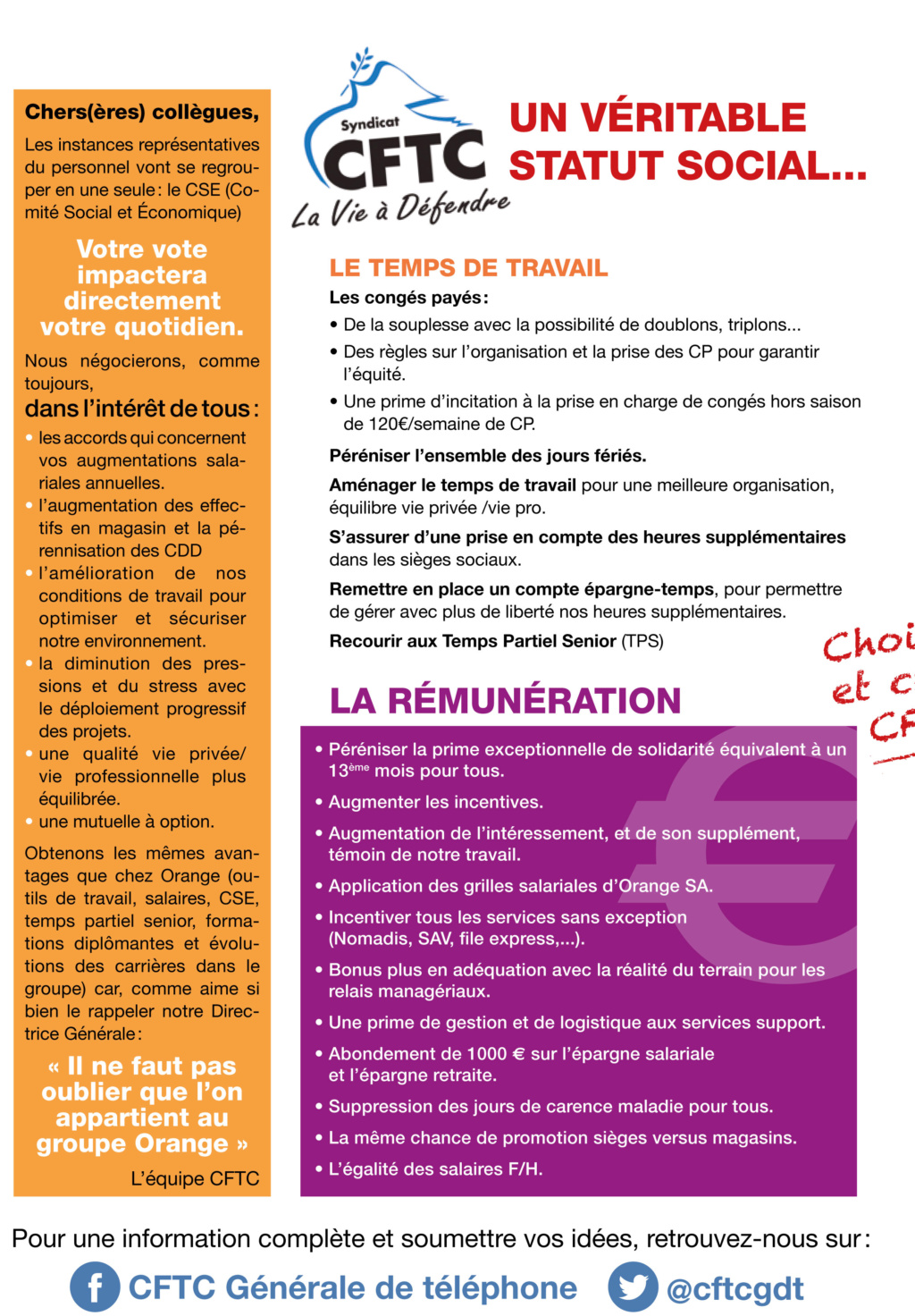 Elections CSE Générale de Téléphone,1er tour du 04 novembre (à partir de 10H00 ) au 12 novembre 2019 (jusqu'à 12H00). P210