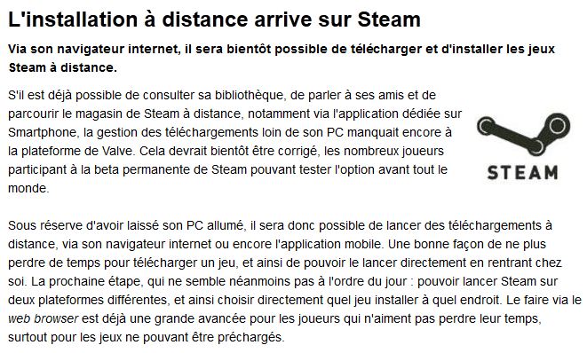 L'installation à distance arrive sur Steam Steam10