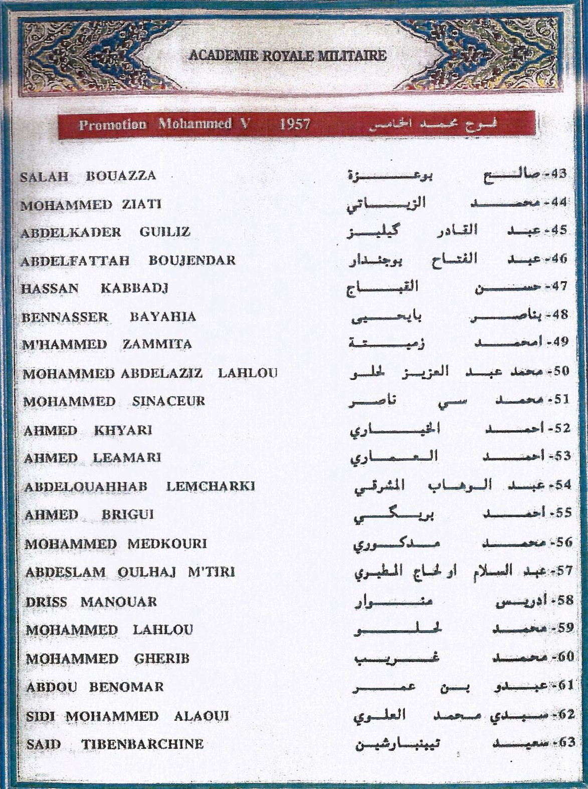 Les Officiers de la promotion Mohammed V - 1956/57 Clip1173